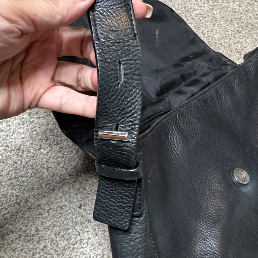 MILA PAOLI Classic Black Fine Leather Shoulder Bag Made In Italy - Picture 12 of 13